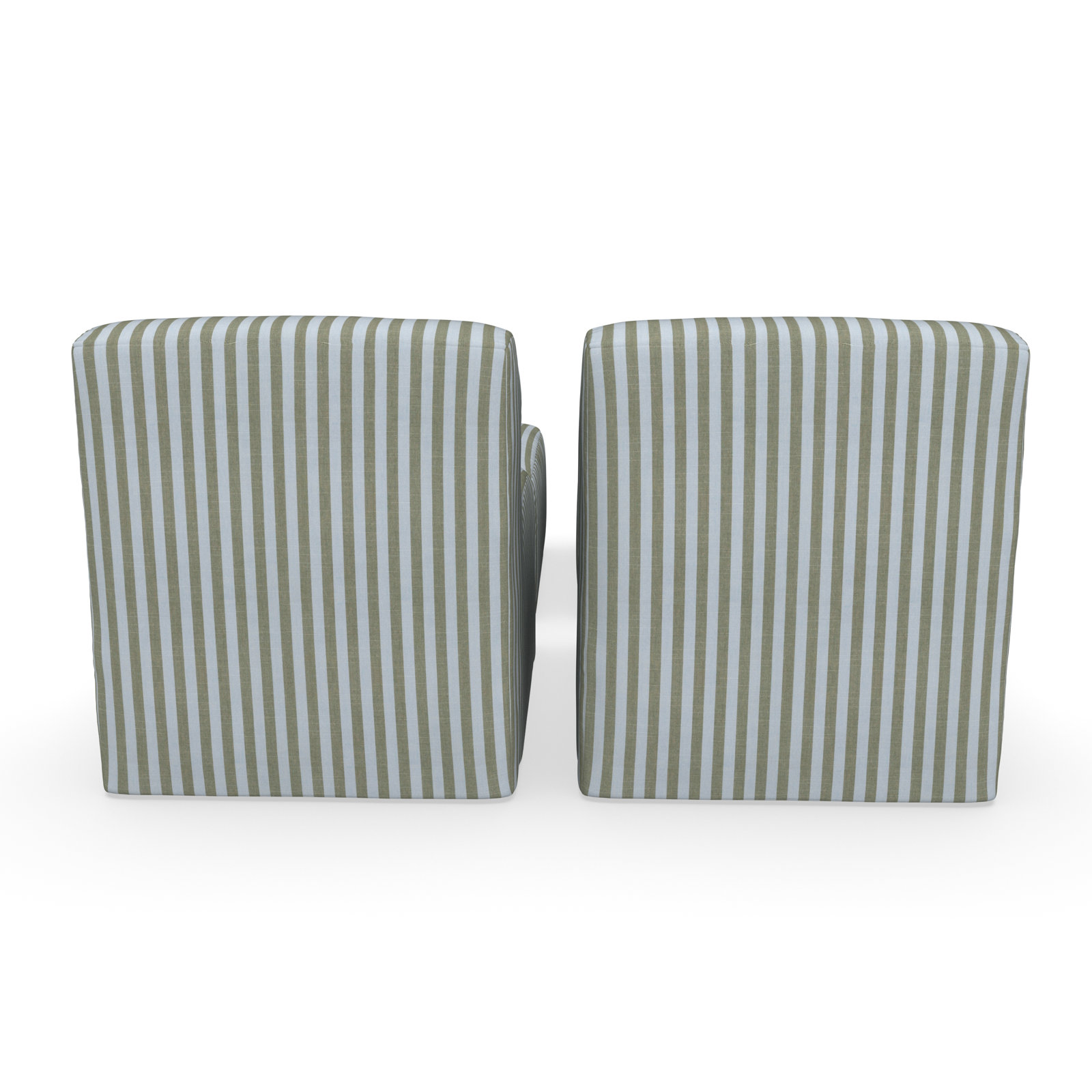 Praia Sunbrella Outdoor Lounge Chairs Set With Ottomans, Green Striped Sunbrella®