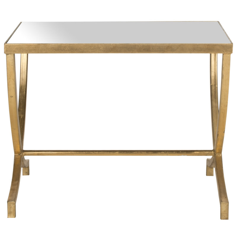 Zephyrine Cross Legs End Table, White/Gold