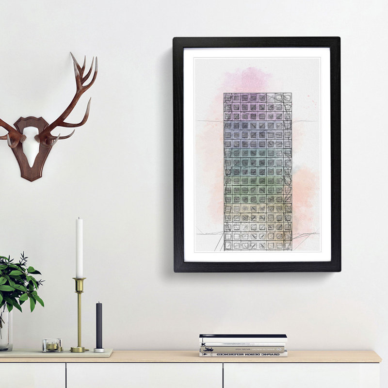 Sketching the Architecture Vol.42 - Picture Frame Drawing Print, Black Framed, 48cm H x 36cm W x 2cm D