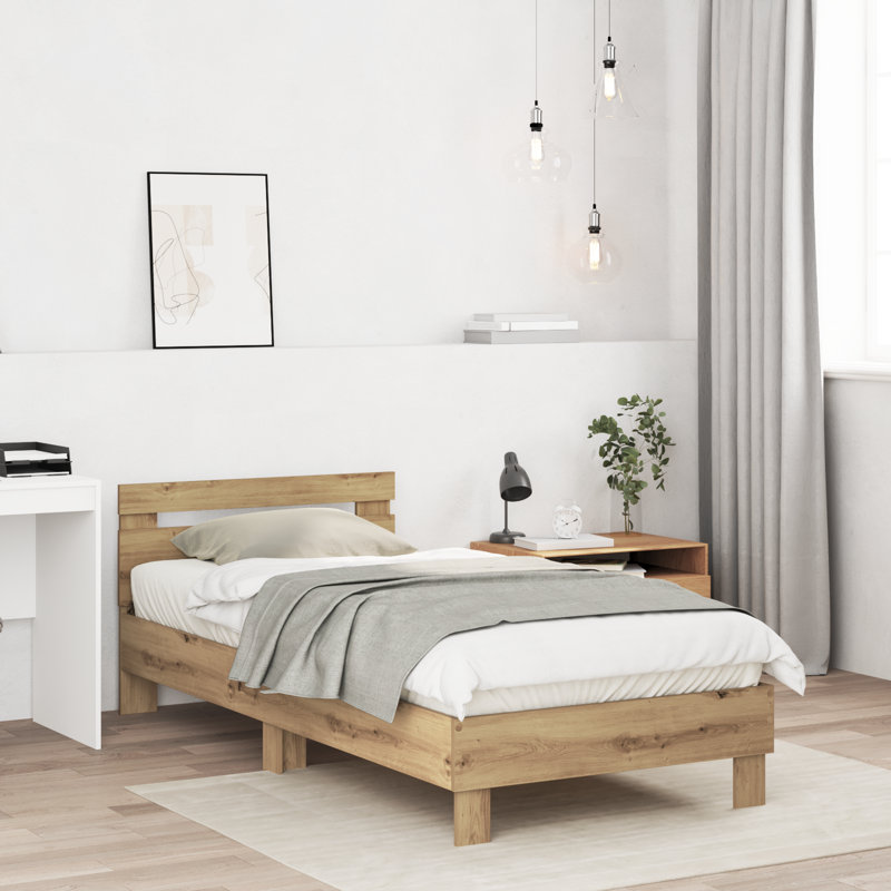 Single Bed Durable Rustic Minimalist, 90cm x 200cm, Artisan Oak, Solid Wood
