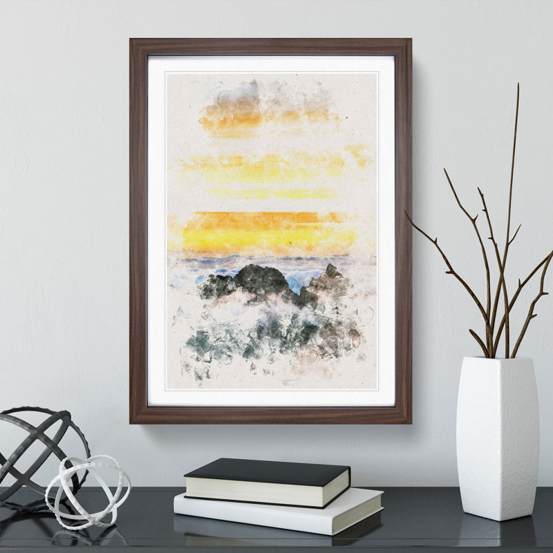 Mountain Peaks - Picture Frame Painting Print, 45cm H x 33cm W x 2cm D, Walnut Framed