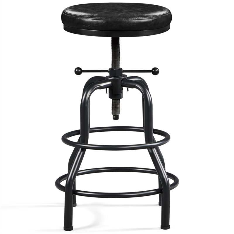 Upholstered Counter Stool with Metal Frame, Black