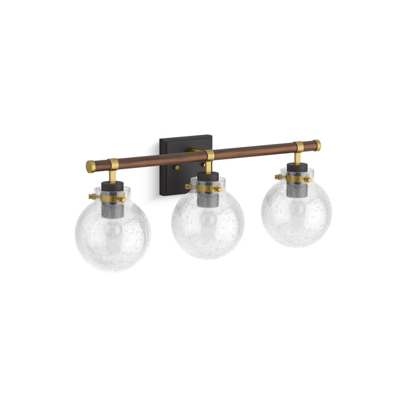 Holt Three-Light Sconce, Matte Black/Brushed Brass