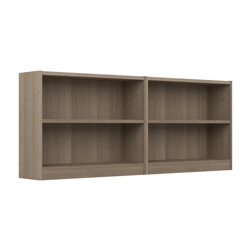 Paulica 2-Piece Paulica 2-Shelf Bookcase with Adjustable Shelves, Ash Gray