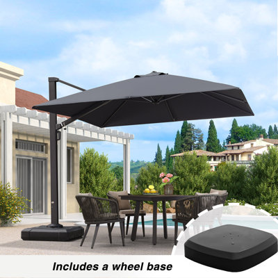 Bunty 120'' Square Cantilever Umbrella With Wheeled Base,Gray