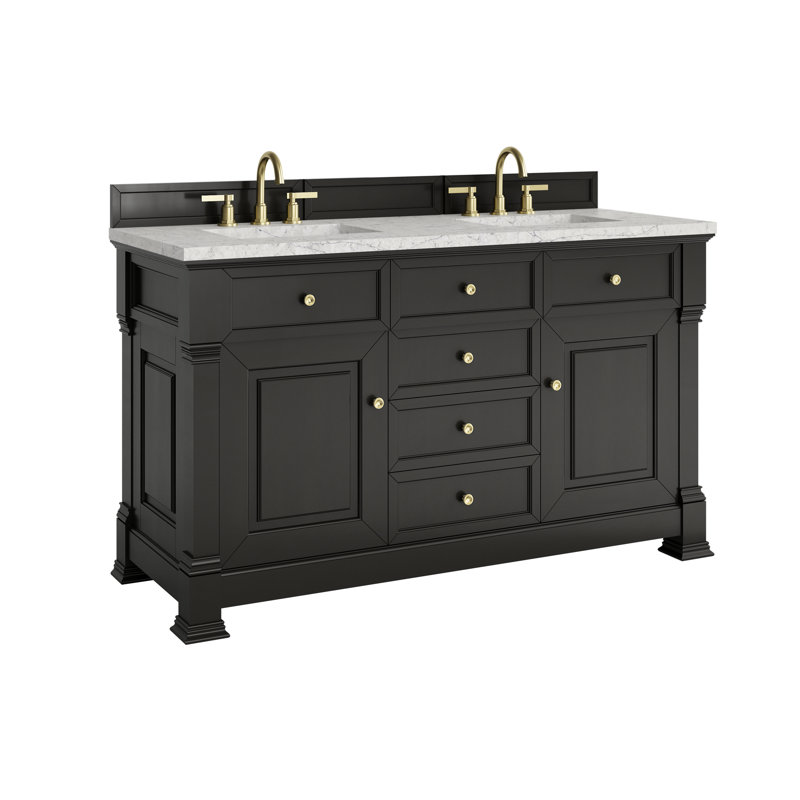 Brookfield 60'' W Double Vanity, Eternal Jasmine Pearl, Black Onyx