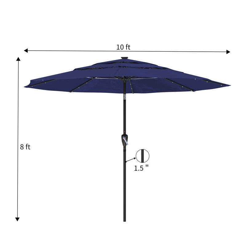 Parasol de marché éclairé 10 pi Shelyn, Bleu marine
