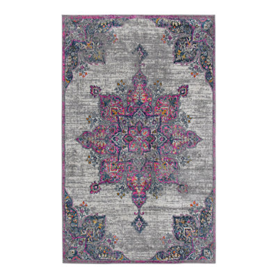 Tapis rose / gris Miranda Medallion