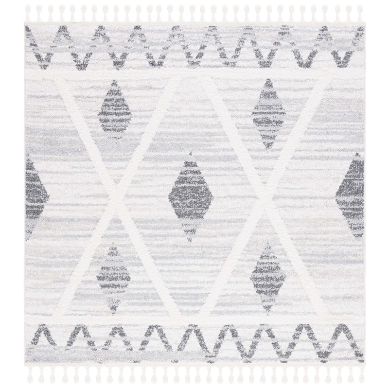 Devondra Tassel Shag Performance Geometric Rug, Square 6'7"
