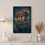 «Blue Apothecary Cart» avec lanternes lumineuses et fleurs roses, art mural sur toile-818176405