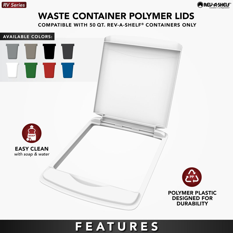 Rev-A-Shelf 50 Qt Trash Can Replacement Lid (2 Pack), Gray