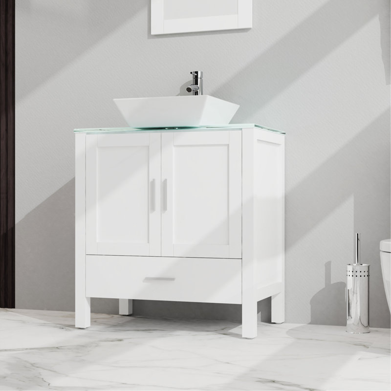 Meuble-lavabo élégant avec beaucoup de rangement et un design élégant, parfait pour les salles de bain organisées et belles.