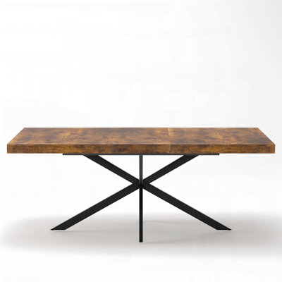Retro Rectangular Extendable Dining Table with Storage Box (55.11" to 70.86", Brown, Seats 4-6)