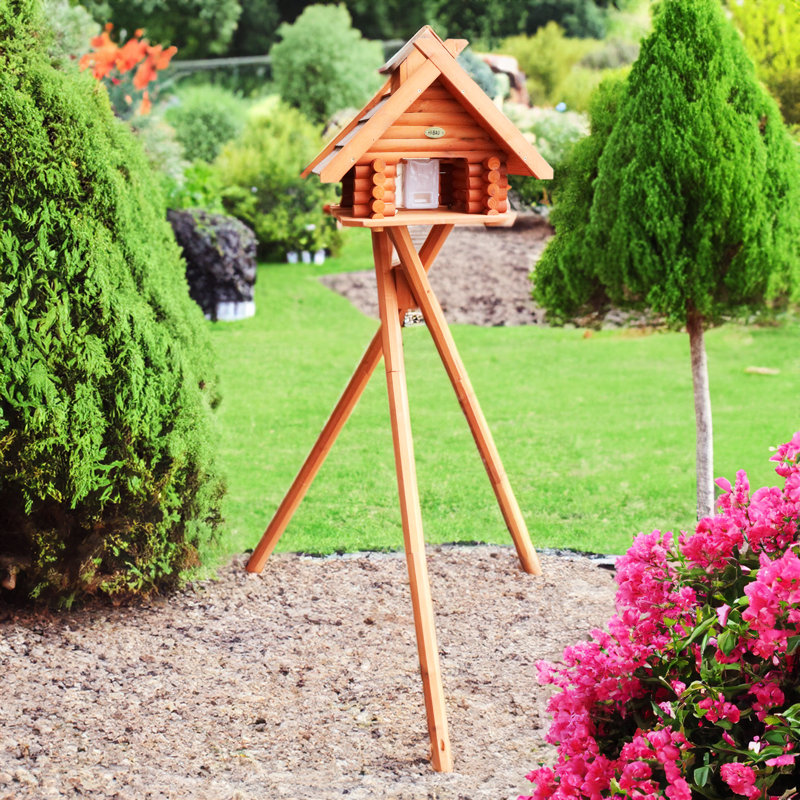 Wood Freestanding Decorative Bird Feeder