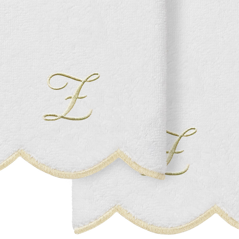 Ensemble de serviettes Linum Home Textiles 100% coton turc ADORNIA, Blanc / beige, Z, Ensemble de 2 serviettes à doigts