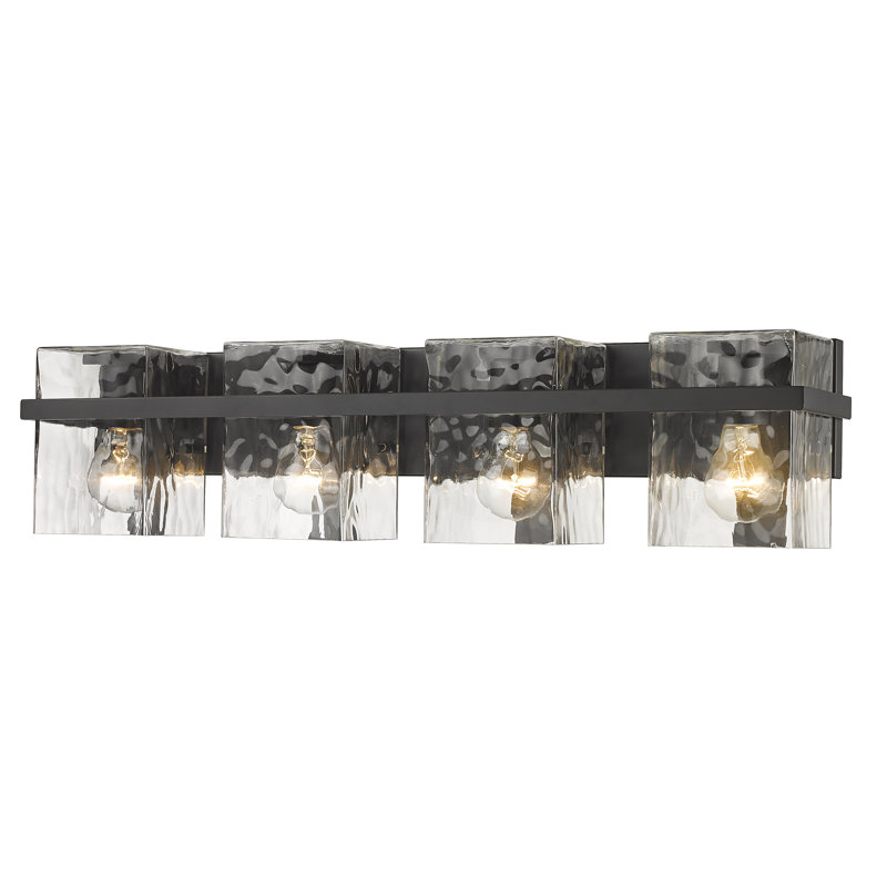 Arene Dimmable Steel Vanity Light, Matte Black, 7"H x 29.25"W x 5.5"D, 4 Lights
