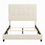 Grand lit plateforme tapissier capitonné beige