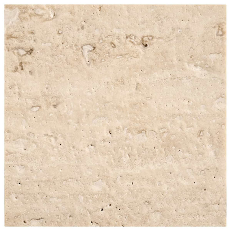 Travertine 4x4 Filled Brushed Vein Cut Tile, Ivory Brushed