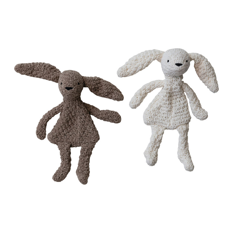 Multicolore 2 pièces lapin chenille tricoté en tissu