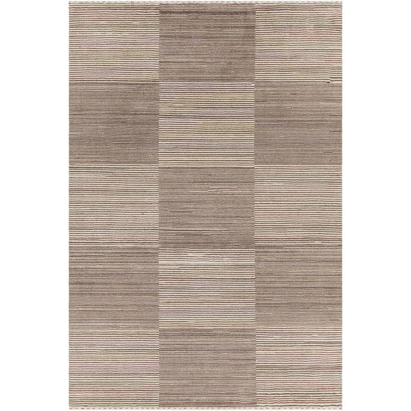 Elantra Patterned Knotted Wool Brown/Beige Area Rug, Rectangle 7'9" x 10'6"