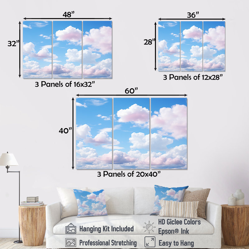 Sky Sky Horizon II - art mural ciel, Toile tendue, H 28 po x l 36 po x P 1 po