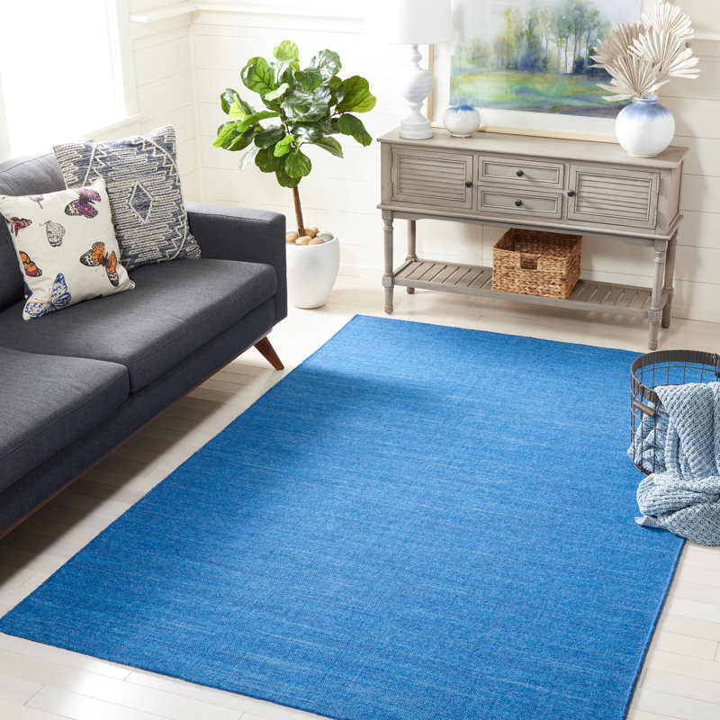 Blue Flatweave Handmade Wool Area Rug, 5' x 8'