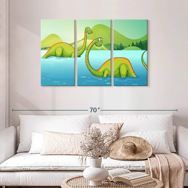 River With Dinosaurs, 28" H x 45" W