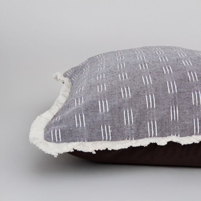 Cotton/Poly Blend Throw Pilow, Polyester, Brown/White