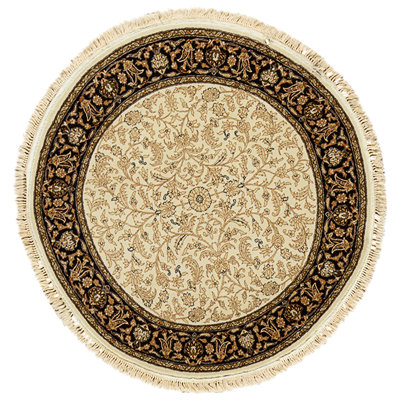 High-Quality Hand-Knotted Beige And Navy Area Rug