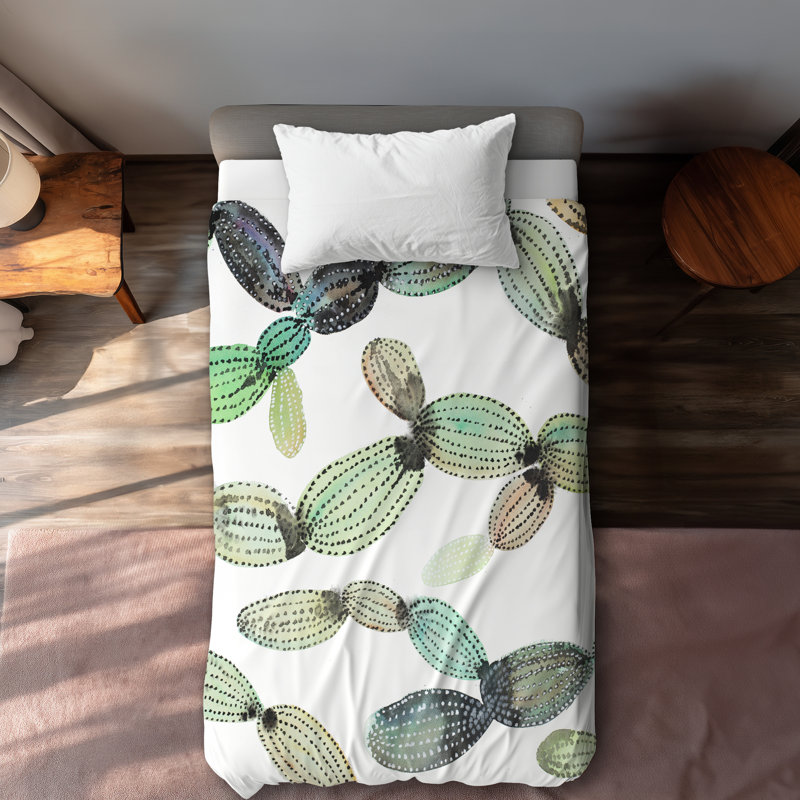 Cactus Pattern Illustrative Green Duvet Cover | Home Decor