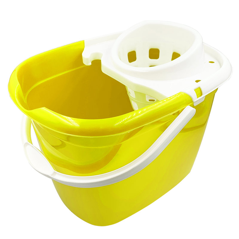 Colour Coded Mop Buckets 12L Mop Bucket with Wringer and Easy Carry Handle, Yellow