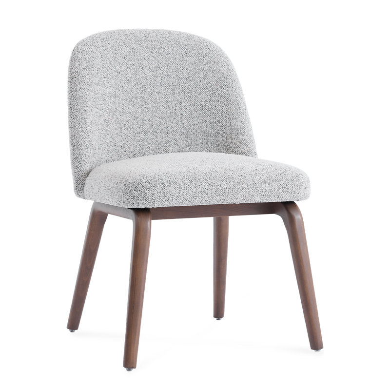 Hearthwood Set of Two Walnut Effect Ash Wooden Frame Dining Chairs, Light Grey