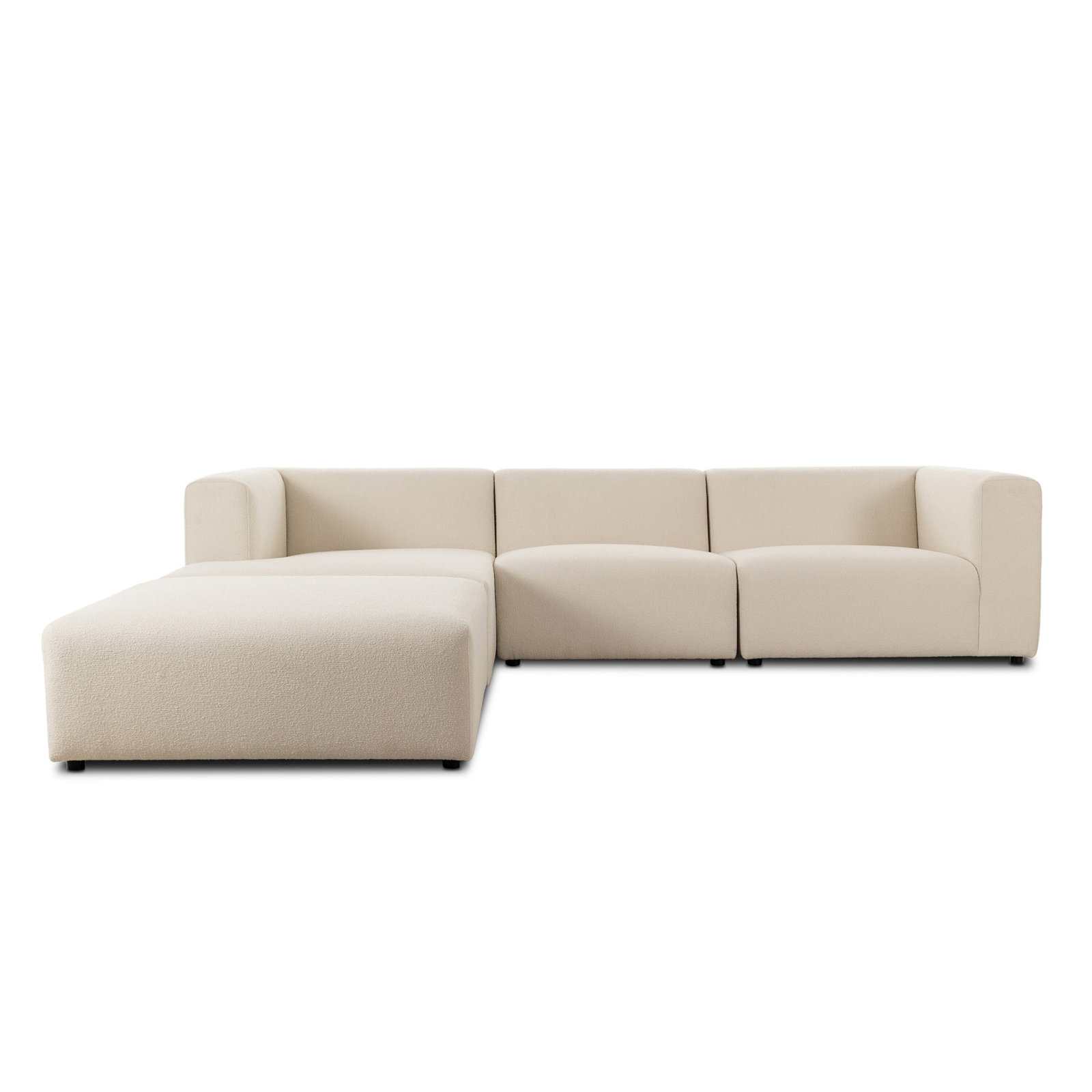 Sloan 3PC Sectional W/ Ottoman, Left Hand Facing, Fayette Cloud Polyester Blend