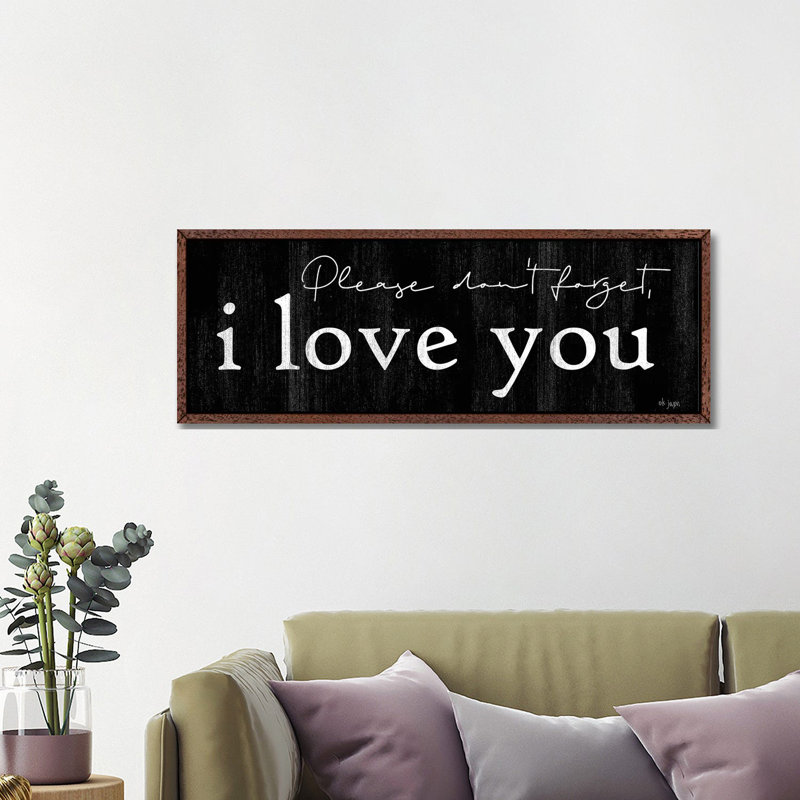 Please Don'T Forget by Jaxn Blvd. - Panoramic Print on Canvas, 40.64cm H x 121.92cm W x 3.81cm D, Classic Brown Wood Framed