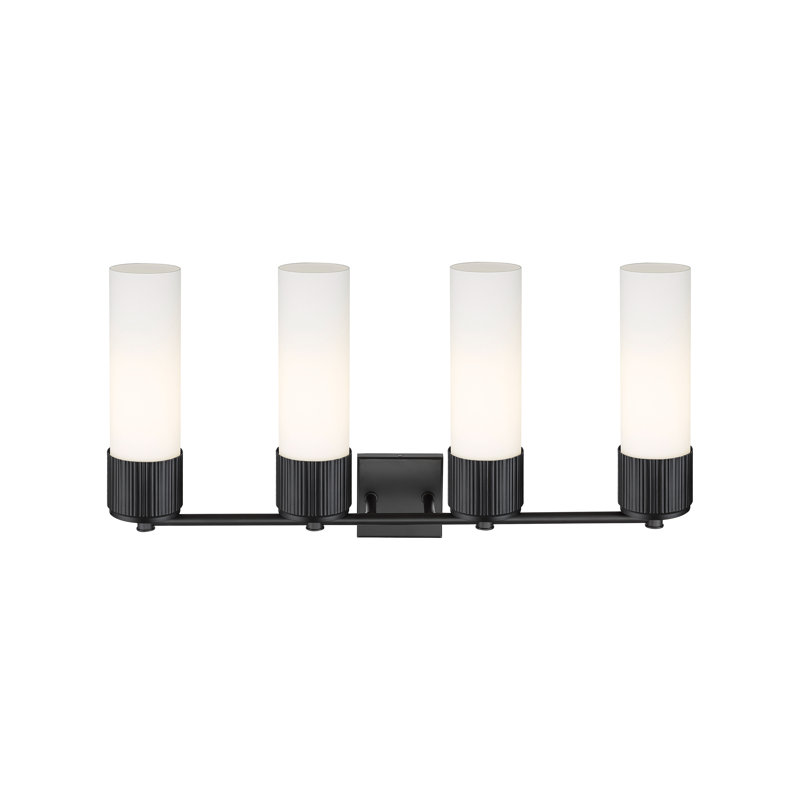 Éclairage pour meuble-lavabo mural 4 lumières 12 "Bolivar, Blanc, Noir mat