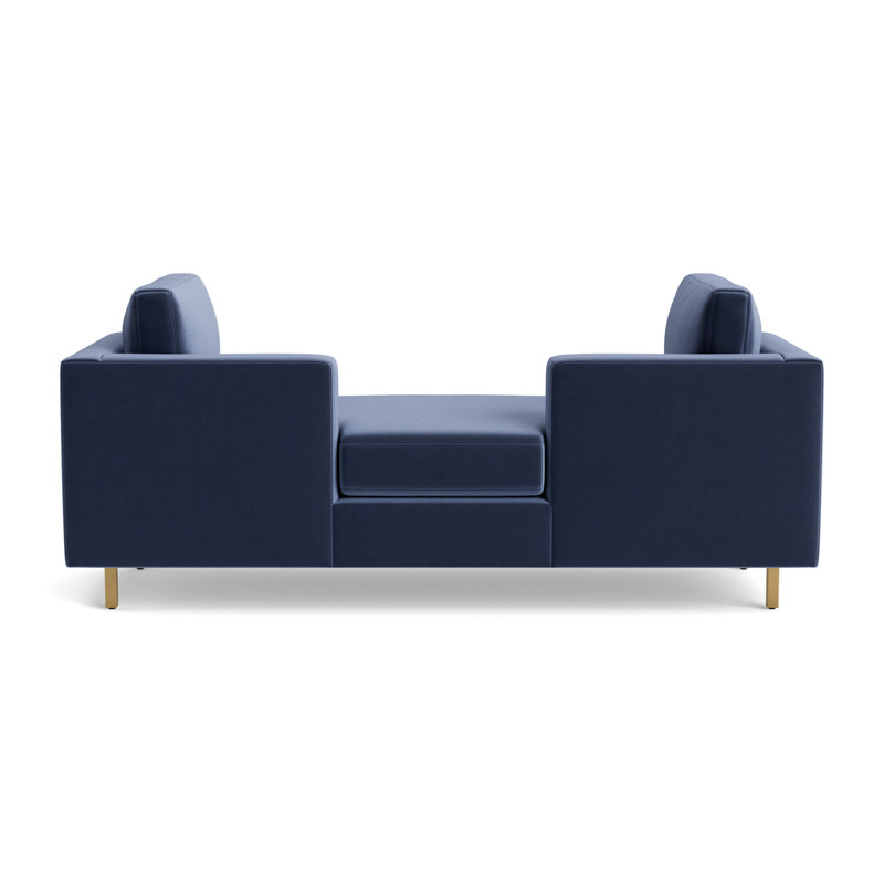 Hunter Bench, Performance Velvet - Indigo, Brushed Brass