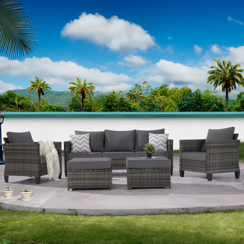 Balcorne 7 - Person Patio Conversation Set with Cushions, Gray