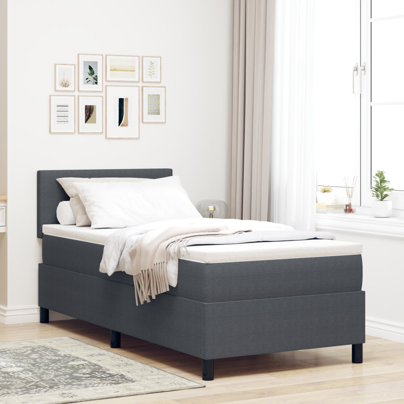 Upholstered Bed with Mattress, Dark Grey