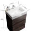 Meuble-lavabo en noyer de 24 po - Moderne, autoportant, grand espace de rangement, lavabo blanc, glissières de tiroir, meuble-lavabo préassemblé, lavabo moderne spacieux, coulisses silencieuses.