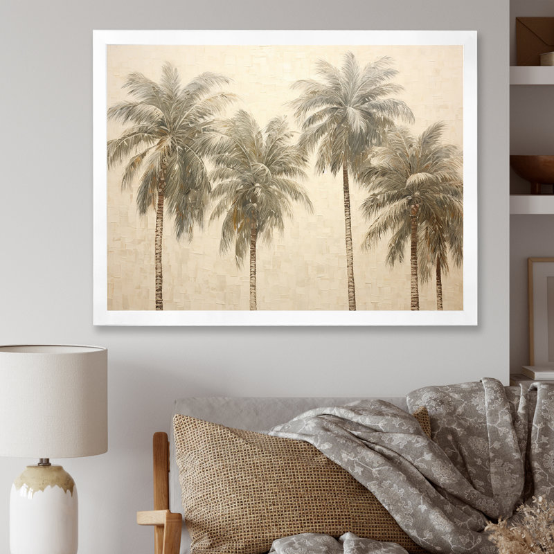 Minimalisme rétro, tranquillité tropicale, palmiers I - palmiers, impression sur toile, palmiers, Cadre simple blanc