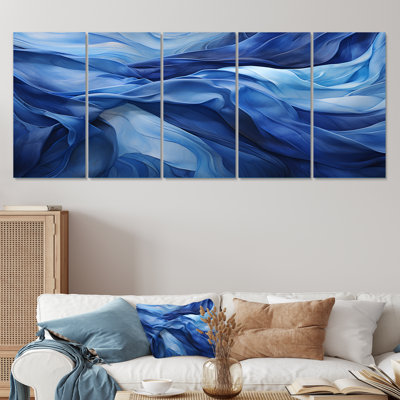 Blue Emotional Tachisme Waves III - Tachisme 5 Piece Wall Art Set