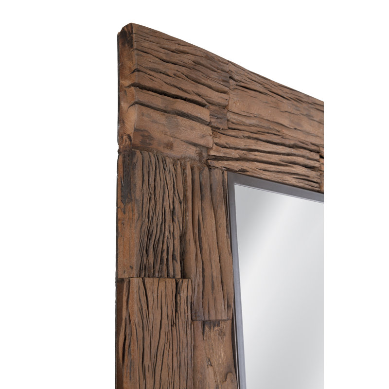 Rustic Brown Reclaimed Wood Rectangular Floor Mirror