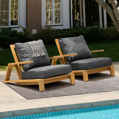 Ensemble de chaises longues d'extérieur 2 pièces Ertil Ailes - Tissu noir