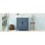 Meuble-lavabo de 30 po avec lavabo en céramique, armoire de rangement en bois massif avec portes à fermeture douce, style rétro, bleu