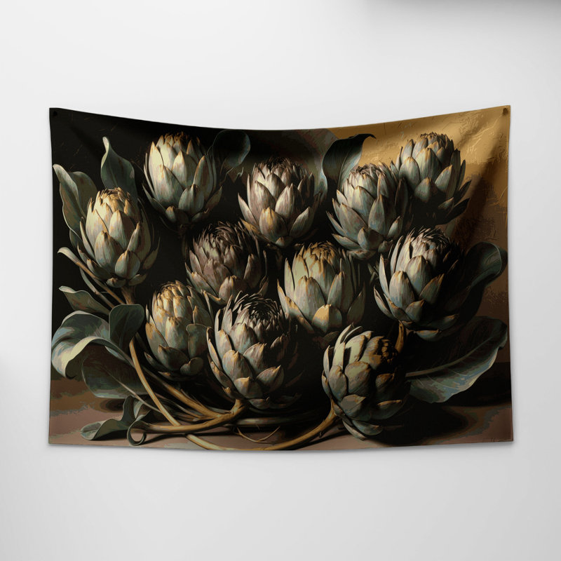 Tapisserie murale légumes et artichauts, 88 po x 104 po