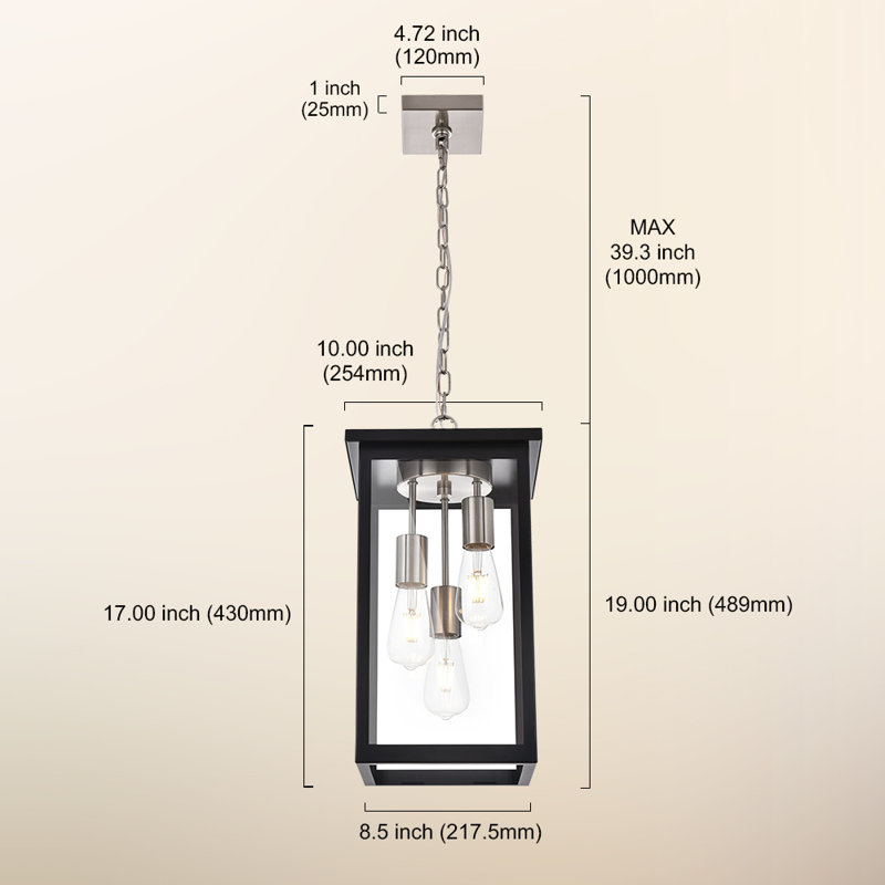 Zetha 3 - Light Square/Rectangle Pendant