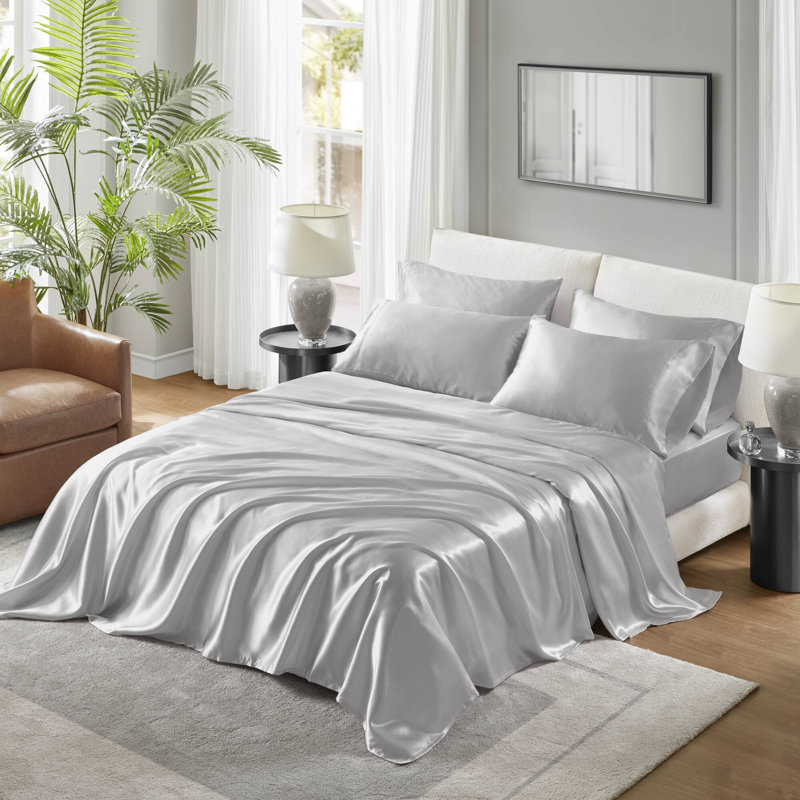 Soft Bedding Sets, Light Gray, Twin Duvet Cover +  4 Additional Pieces