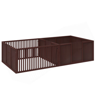 Boîte de mise bas pour chiens conçue pour le confort de la mère, enclos pour chien avec portes amovibles, parc pour chiots pour l'intérieur, fournitures et articles pour chiots nouveau-nés, 81 po x 39 po x 20 po, café