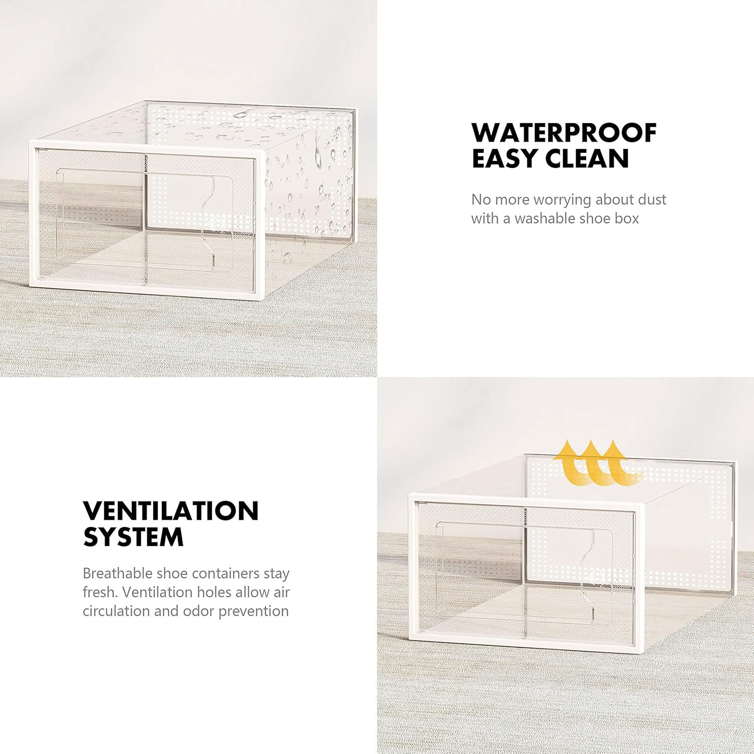 Rebrilliant Clear Plastic Stackable Shoe Storage Box With Ventilation ...