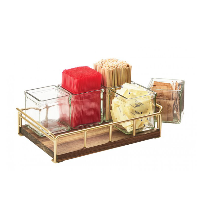 Mid-Century 13 1/2" x 8 1/2" x 5" Jar Organizer, Madera